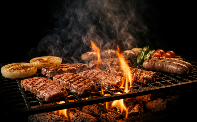 バルコニーBBQ — 2階のバルコニーで夕風を感じながら食べる